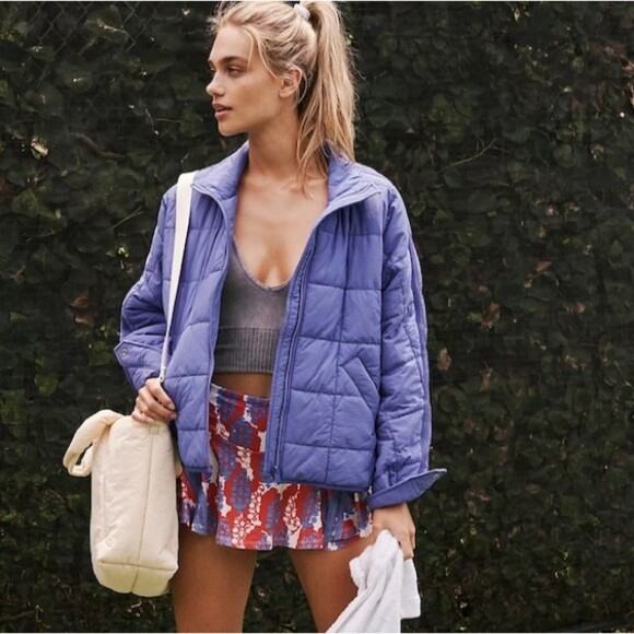 Free People Pippa Packable Puffer Jacket in Blue Blueberry Medium - Picture 2 of 13